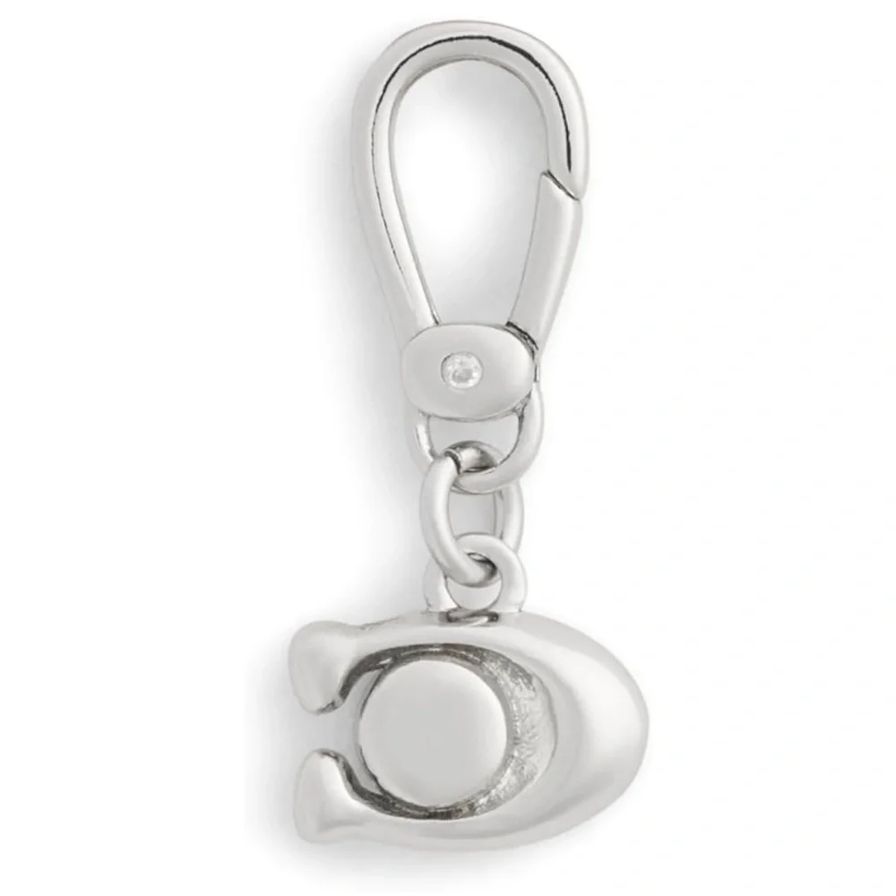 New Coach Silver Keychain / Jewelry Charm with Crystal Detail